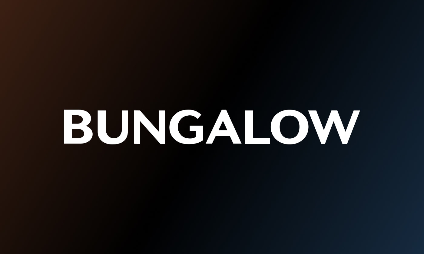 Bungalow Logo, white text on black background